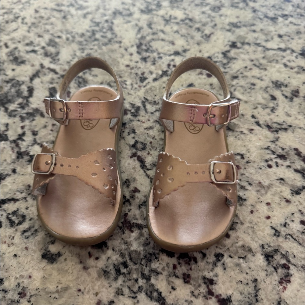 Footmates Ariel Kids Rose Gold Metallic Buckle Sandals